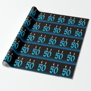 50-årsstearinljus med ögonbollar presentpapper