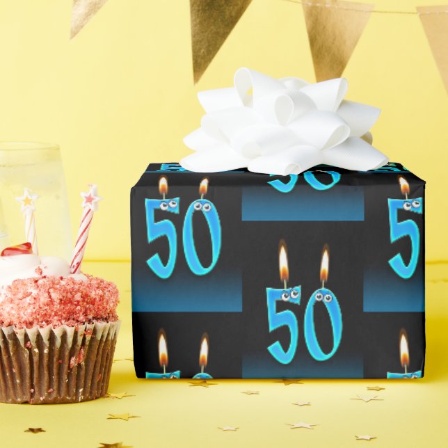 50-årsstearinljus med ögonbollar presentpapper (Födelsedagsfest)
