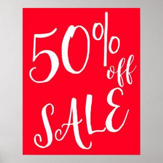 50 % av försäljningsskylten, Red Boutique Sale Sig Poster