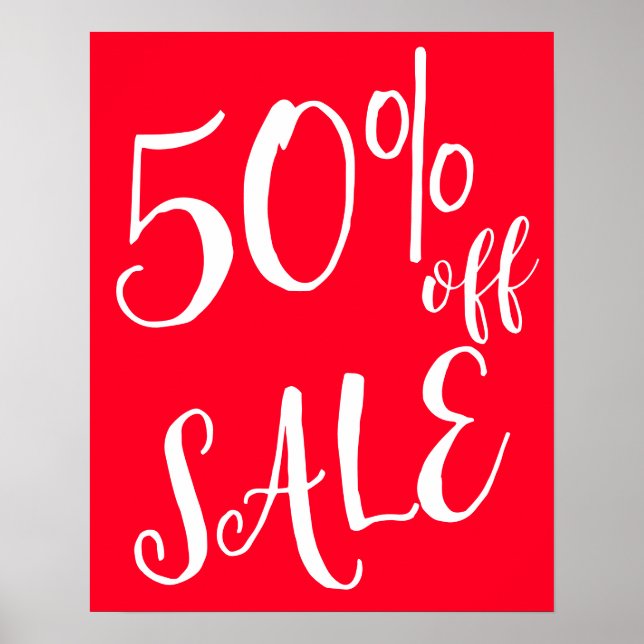 50 % av försäljningsskylten, Red Boutique Sale Sig Poster (Framsidan)