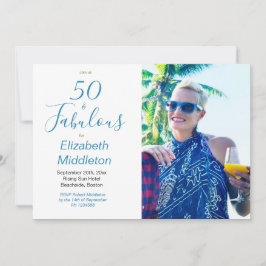 50 Beach Blue Modern Photo Typografi Inbjudningar