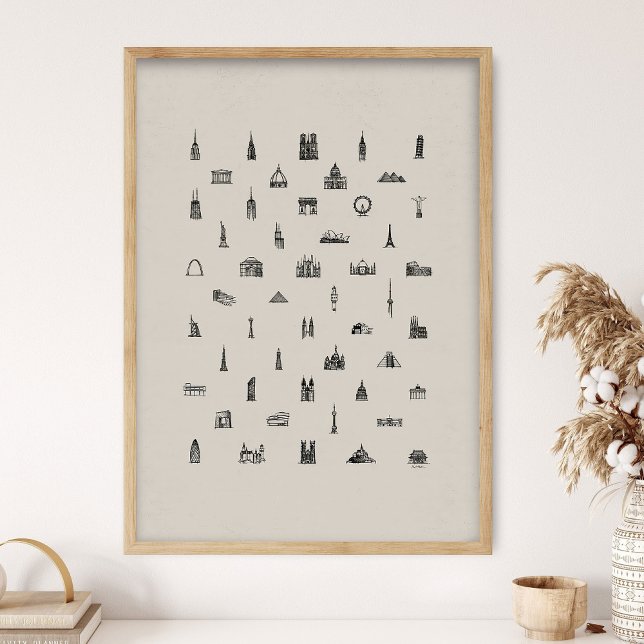 50 Berömda Byggnader Tryck, Arkitektur, Arkitekt Poster (Skapare uppladdad)