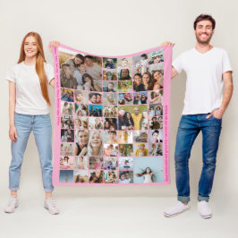 50 Bild Foto Collage Anpassad Färg Rosa Fleecefilt