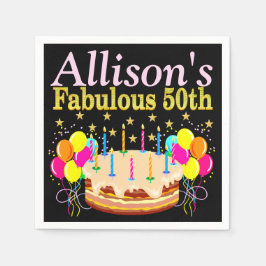 50 BIRTHDAY CAKE PERSONLIG CELEBRATE NAPKINS PAPPERSSERVETT