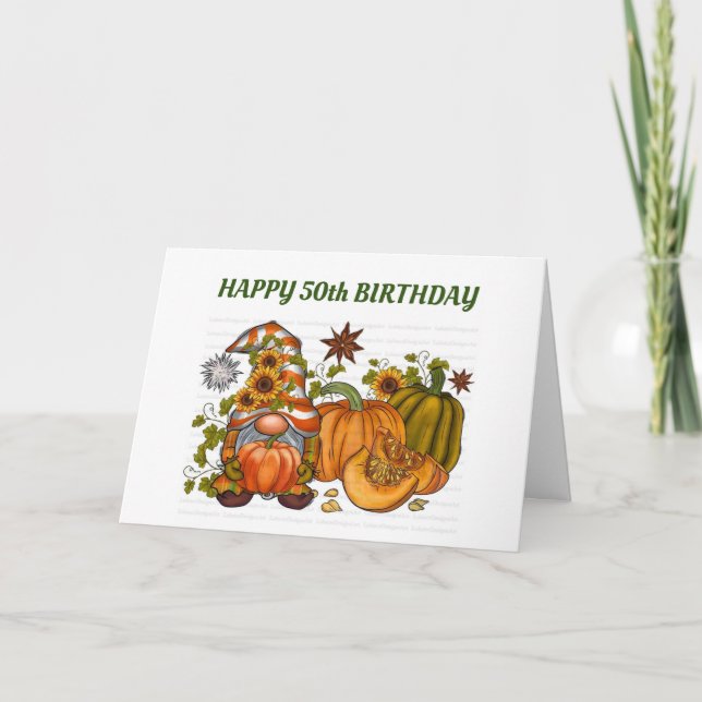 *50 BIRTHDAY* GNOME ÖNSKEMÅL HAN VAR PERSON KORT (Framsida)
