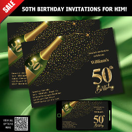 50 BIRTHDAY-INBJUDNINGAR FÖR HIM - CHAM[AGNE GULD INBJUDNINGAR
