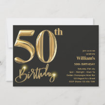 50 BIRTHDAY-INBJUDNINGAR FÖR HIM - GULD ELEGANCE