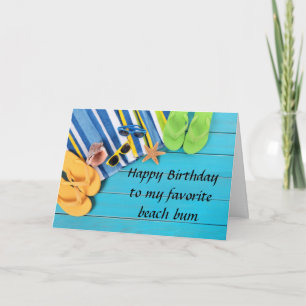 ***50 BIRTHDAY*** ÖNSKEMÅL FÖR MIN FAV BEACH BUM KORT