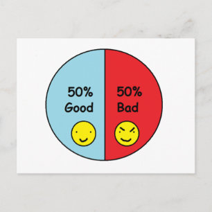 50 % Bra och 50 % dåligt Paj-diagram Vykort