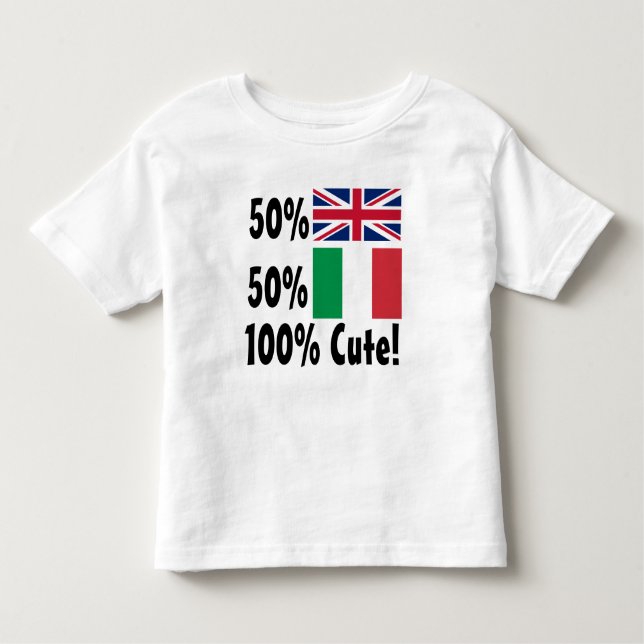 50 % brittisk 50 % italiensk 100 % rabatt t shirt (Framsida)