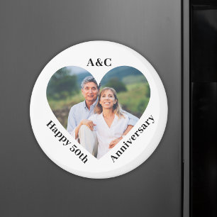 50 Bröllop-årsdagen Ett par Keepsaké Heart Photo Magnet