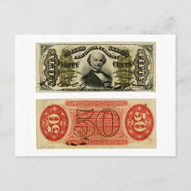 50 Cent Fractional Currency Francis Spinner Vykort (Framsida)