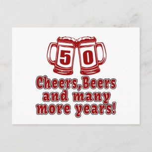 50 Cheers Öl Birthday Design Vykort
