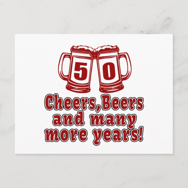 50 Cheers Öl Birthday Design Vykort (Framsida)