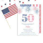 50-dagars bakgårdskorg: Röd, vit och blå Roligt<br><div class="desc">"Sparka av din patriotiska firande i stil med vår 50:e födelsedagsfest inbjudan! Gå med oss för en festlig sammankomst fylld med rött, vitt och blått ljus. Vår unika utformning visar hur många 50 som har tagits upp från USA flagga, som är handmålade med små blåbär och jordgubbar. Vänd över den...</div>