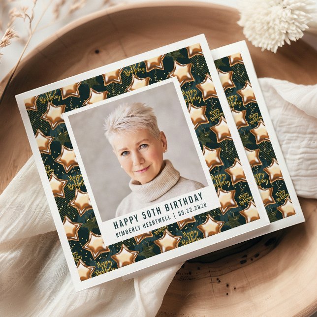 50-dagars fotopatellstjärnorna i lycklig pappersservett (Skapare uppladdad)