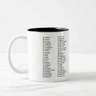 50 delstater lista alfabetisk mugg