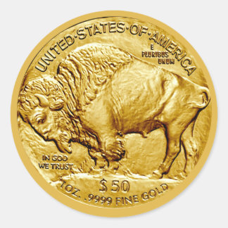 50 Dollar Gold Buffalo Mynt Klassisk Rund Klisterm Runt Klistermärke