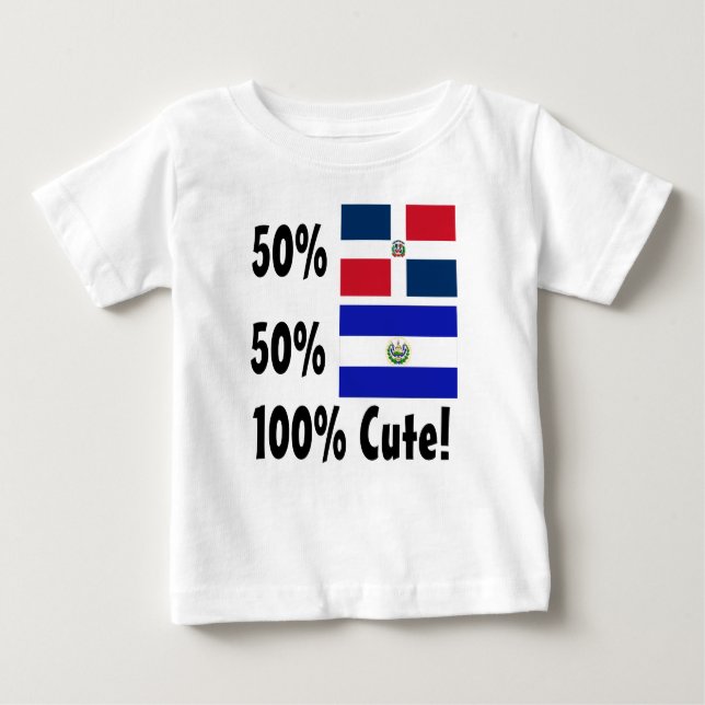 50% dominikan 50% gulliga Salvadorian 100% Tee Shirt (Framsida)