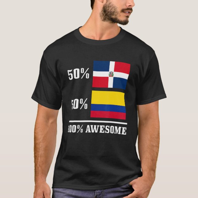 50 Dominikanska republiken 50 colombianska Flagga  T Shirt (Framsida)