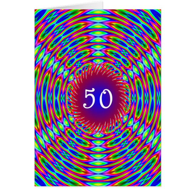 50:e Abstrakten på födelsedagen: Trippy Swirls Hälsningskort (Framsidan)