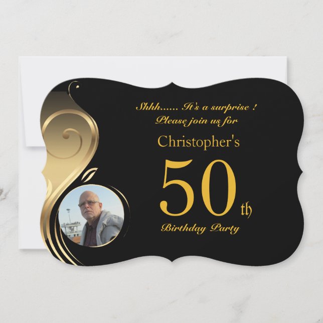 50:e,Åldersbjudande Man i alla åldrar, foto,form Inbjudningar (Framsida)