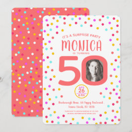 50:e anpassningsbarnas fotolevande korallkonetti-f inbjudningar