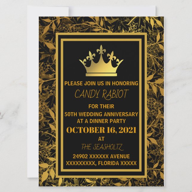 50:e årsdagen av bröllop inbjudan (Framsida)