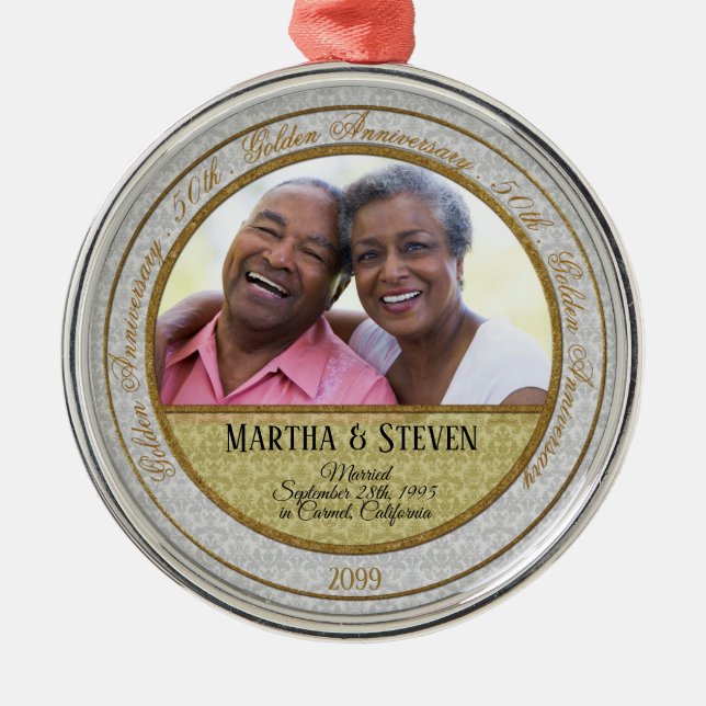 50:e årsdagen av dödsmålets skadefoto med Namn Julgransprydnad Metall (Framsidan)