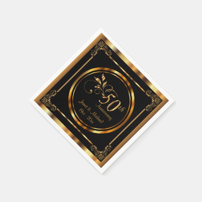 50:e årsdagen av Golden Bröllop | DIG-text Pappersservett (Hörn)