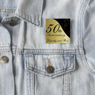 50:e årsdagen av Golden Bröllop   DIY NAMN Knapp