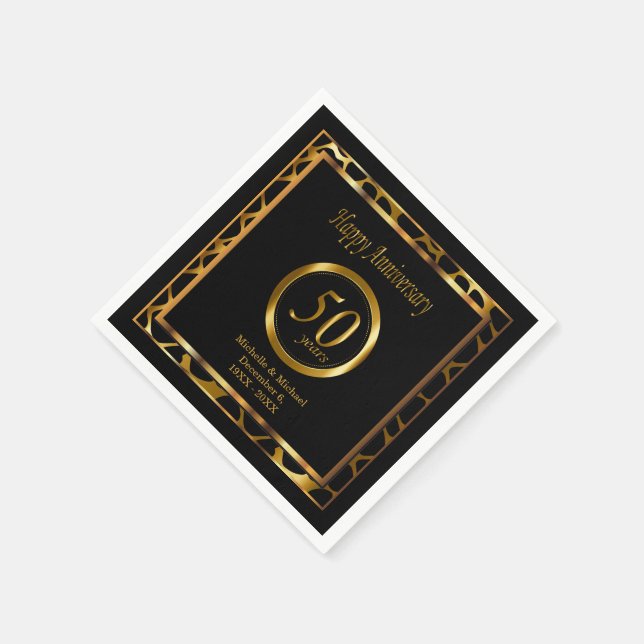 50:e årsdagen av Golden Bröllop | Giraffe Mönster Pappersservett (Hörn)