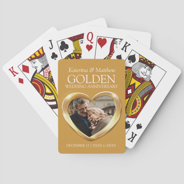 50:e årsdagen av Golden Bröllop, hjärtfoto Casinokort (Baksidan)