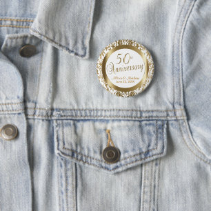 50:e årsdagen av Golden Bröllop Knapp