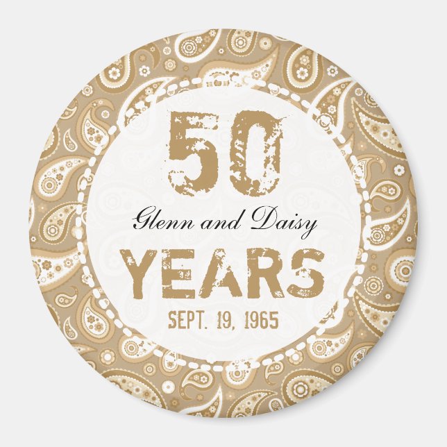 50:e årsdagen av Golden Bröllop, Paisley Mönster Magnet (Framsidan)