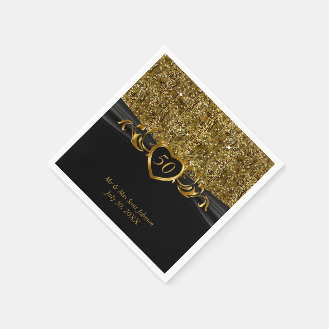 50:e årsdagen av Golden Bröllop Pappersservett (Hörn)