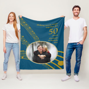50:e årsdagen av Golden Bröllop SKAPAR SVEET MUSIC Fleecefilt