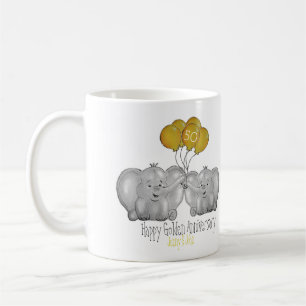 50:e årsdagen av Golden Bröllop, söt elefant Kaffemugg