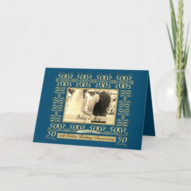 "50:e årsdagen av Lycklig" Ram+Foto Helgkort (Framsida)