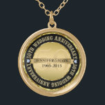50:e årsdagen för Bröllop 2:e årsdagen för Guld oc Guldpläterat Halsband<br><div class="desc">Elegant 50:e årsdagen av bröllop för minneshögtiden för anpassadets . Metallisk guld och svart. Vita diamanter accents.</div>