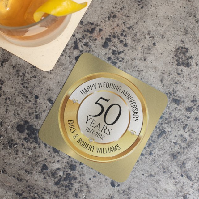 50:e årsdagen för bröllop, svart och guld stenunderlägg (Skapare uppladdad)