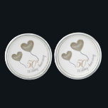 50:e årsdagen för Golden Bröllop Cufflinks<br><div class="desc">50:e guldårsdagen av bröllop sammankopplar med guld-ballongutformningen. Varje buffert har plats för namnen av paret lycklig och även plats för årsdagen. Dessa personliger är en underbar gåva till en make, pappa eller morfar som har gift sig i femtio år. Matchningskort finns också i den här moderna utformningen och utformningen av...</div>