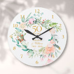 50:e årsdagen för Golden Bröllop-Ro Blommigten Stor Klocka<br><div class="desc">Den här chicens botaniska 50-årsdag för blommigten med en känslig vattenfärg kan vara personlig med dina speciella guldårsfirmor som är inskrivna i elegantens typografi. Designad av Thisisnotme©</div>