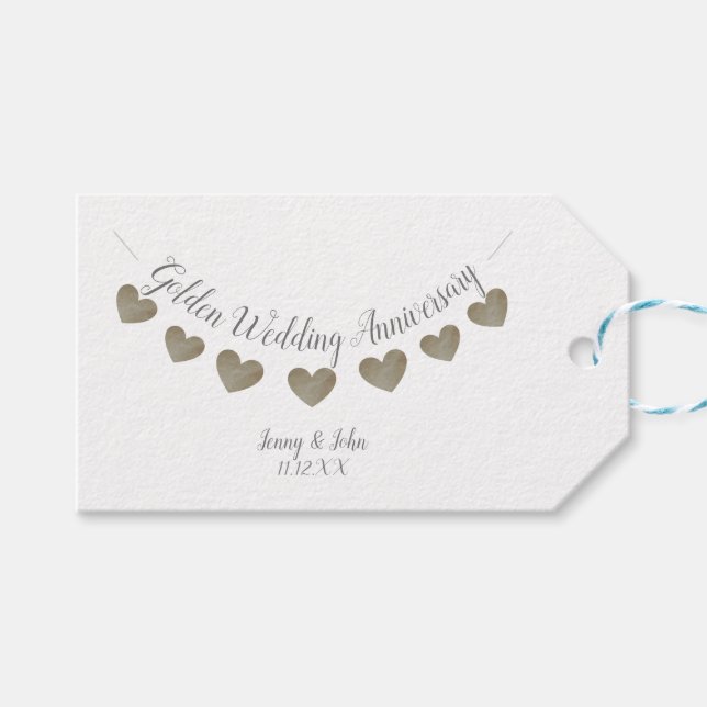 50:e årsdagen för Golden Bröllop, vit Presentetikett (Framsidan (Horisontell))