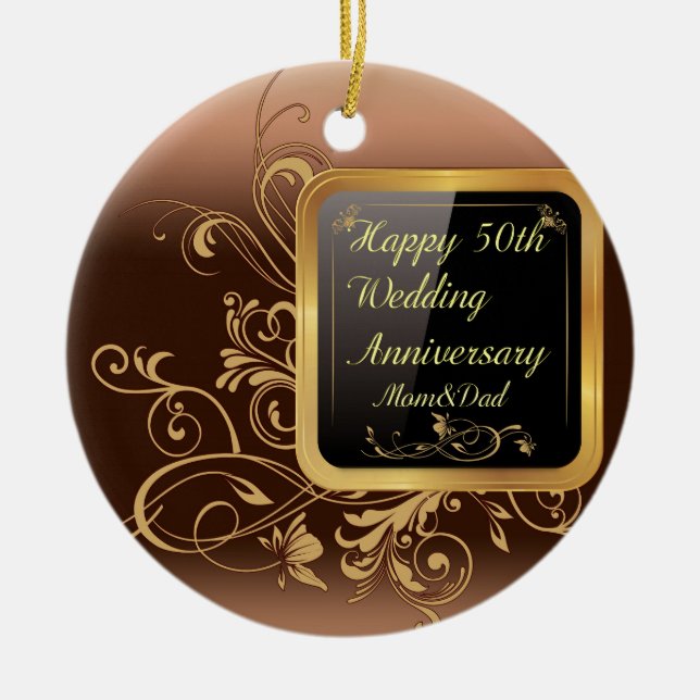 50:e årsdagen för Lycklig-Bröllopen - försäljning  Julgransprydnad Keramik (Framsidan)