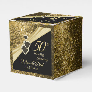 50:e årsdagen Guld Glitter Presentaskar