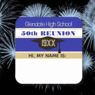 50:e återföreningen! Class Reunion Namn bricka Sti Fyrkantigt Klistermärke