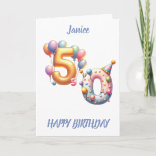 50:e BIRTHDAY BALLOONS GRATTIS PÅ FÖDELSEDAGEN Kort