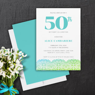 50:E BIRTHDAY BLUE SNÖRE INVITATION INBJUDNINGAR
