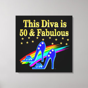 50:E BIRTHDAY FABULOUS DIVA DESIGN CANVASTRYCK